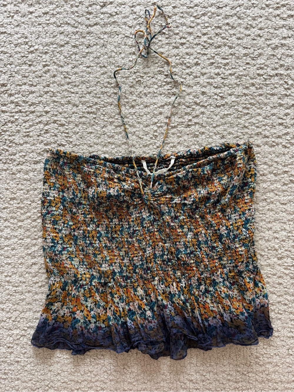 Free people floral smocked halter top